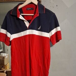 Nautica Men's Polo in Red, White, and Blue